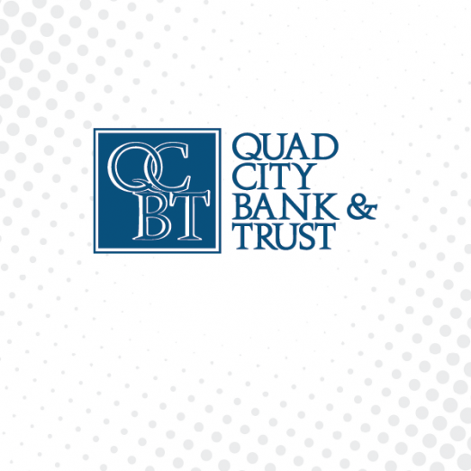 Black background with grey dots with the QCBT logo
