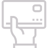 A hand holding a credit card icon
