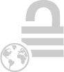 grey icon of an opened lock with the earth next to it